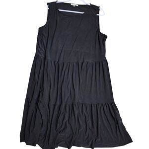 Tash&Sophie Sleeveless Tiered Midi Dress Flowy Casual Sun Dress‎ Black Sz 3X